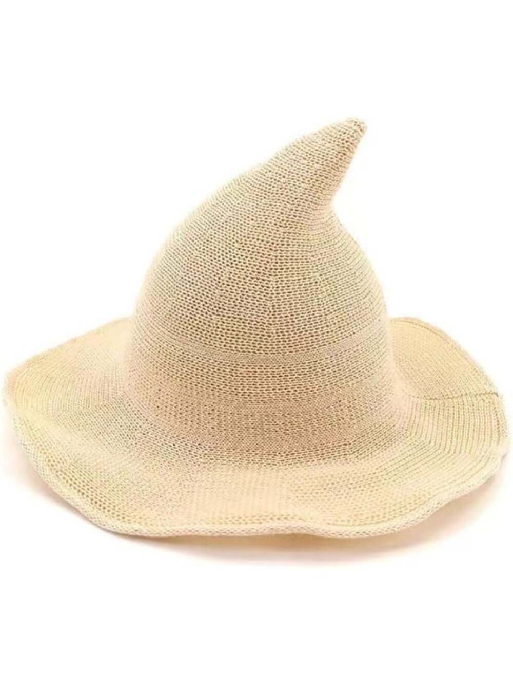 Unisex Beige Halloween Witch Wool Hat Masquerade Cosplay Costume Knitted Cap